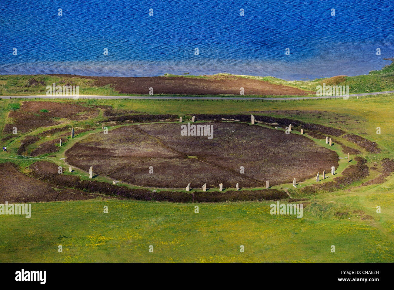 United Kingdom, Scotland, Orkney Islands, Mainland Island, beside the Loch of Stenness, standing stones (stone circle) from the Stock Photo
