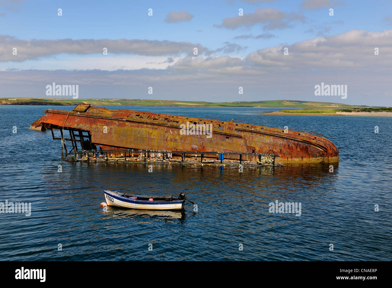 United Kingdom, Scotland, Orkney Islands, Isle of Lamb Holm, shipwreck Stock Photo