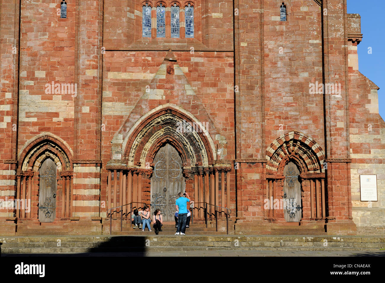 United Kingdom, Scotland, Orkney Islands, Isle of Mainland, town of Kirkwall, Saint-Magnus cathedral Stock Photo