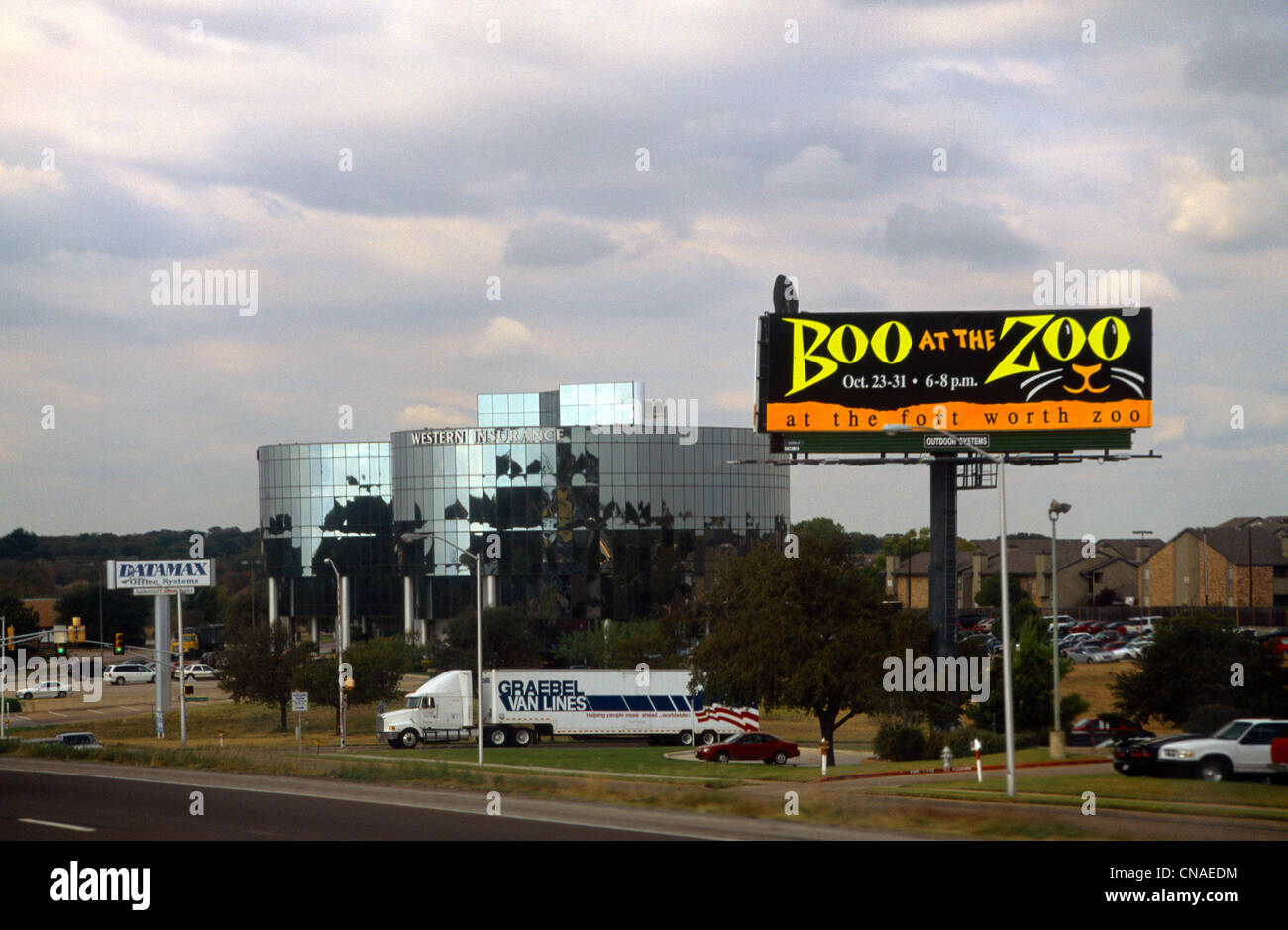 Texas USA Billboard At The Side Of The Road Advertising Fort Worth Zoo Stock Photo