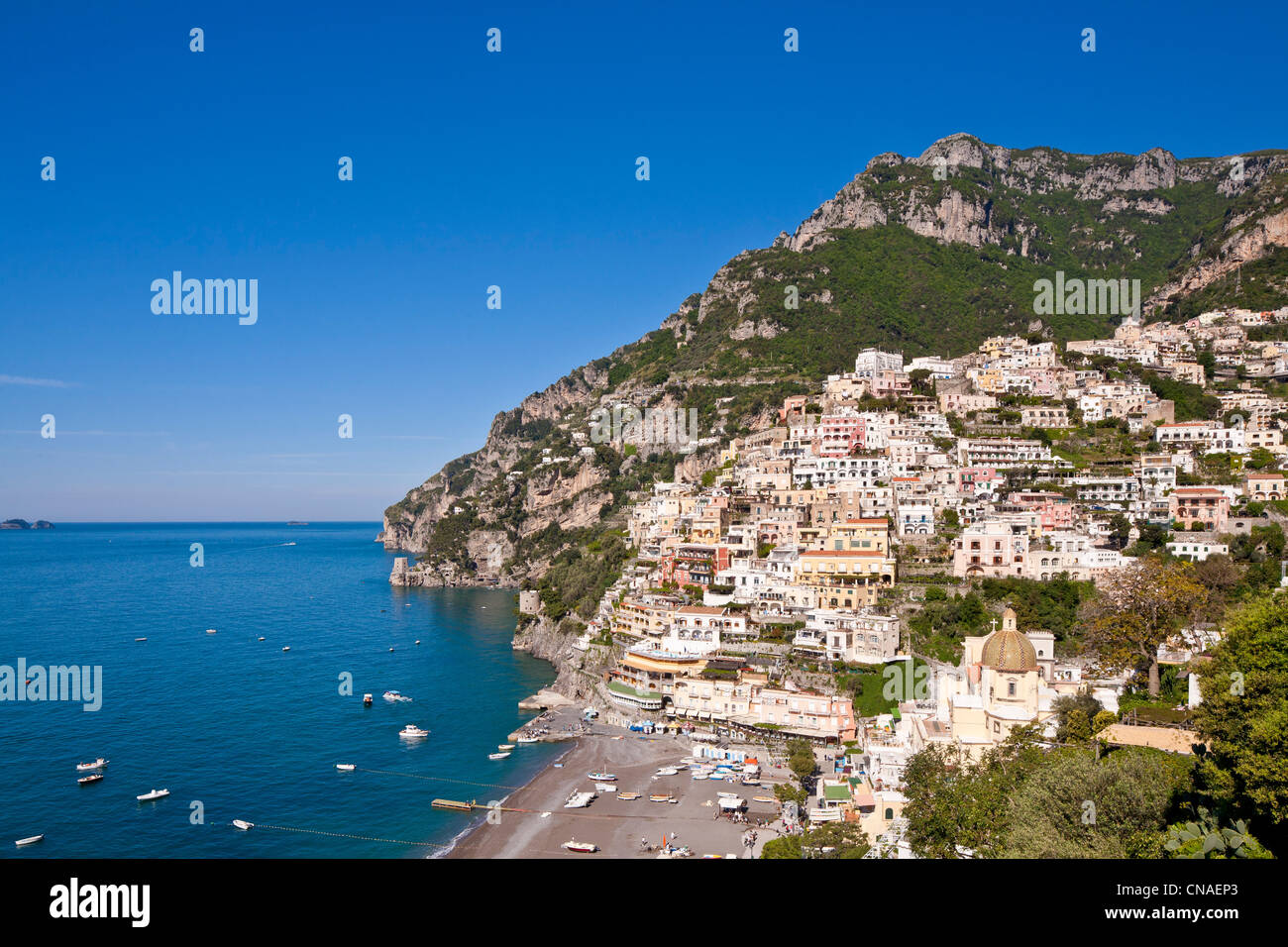 Italy, Campania, Amalfi Coast, listed as World Heritage by UNESCO, Positano, Santa Maria Assunta church, dating from the 13th Stock Photo