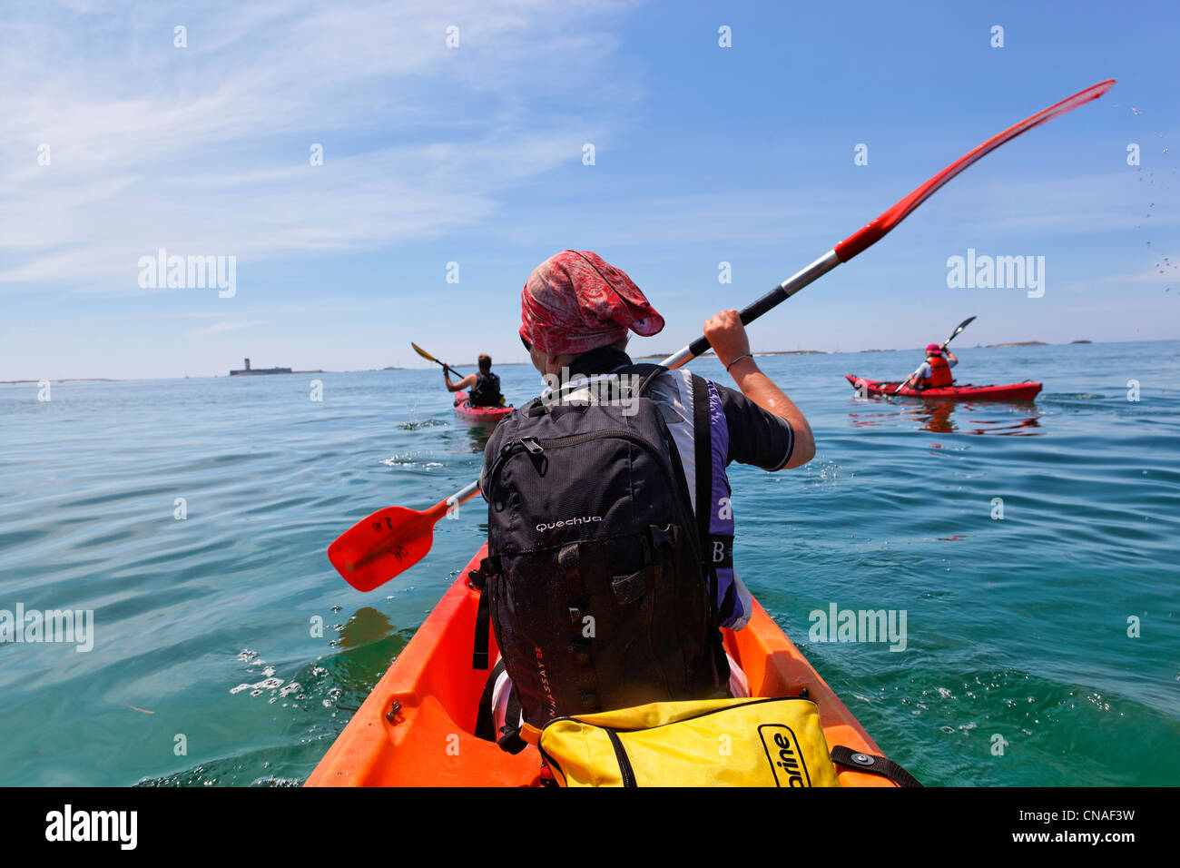 France, Finistere, Glenan archipelago, fort Cigogne in background Stock Photo