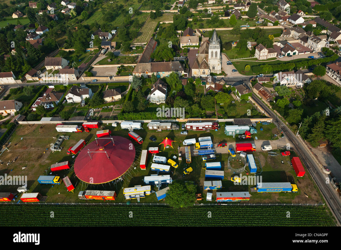 France, Eure, Saint Pierre d'Autils, Zavatta circus (aerial view) Stock Photo
