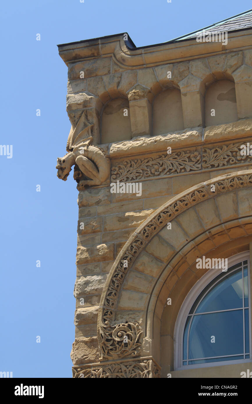 Gargoyle on the Wells County Courthouse, Bluffton, Indiana, USA Stock