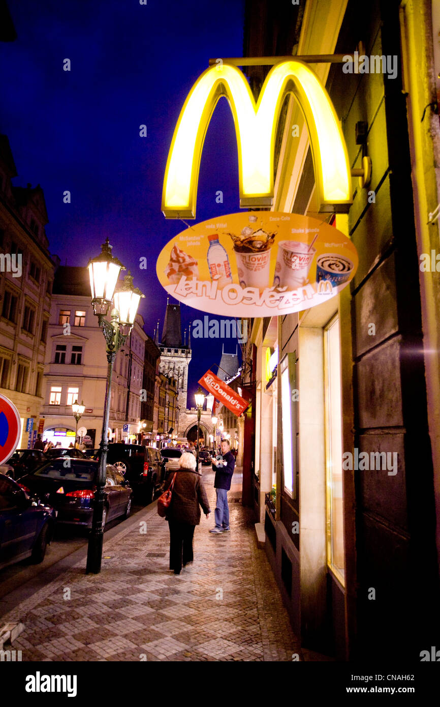 Czech Republic, Prague, historical centre listed as World Heritage by UNESCO, Mac Donald restaurant near Charles Bridge under Stock Photo