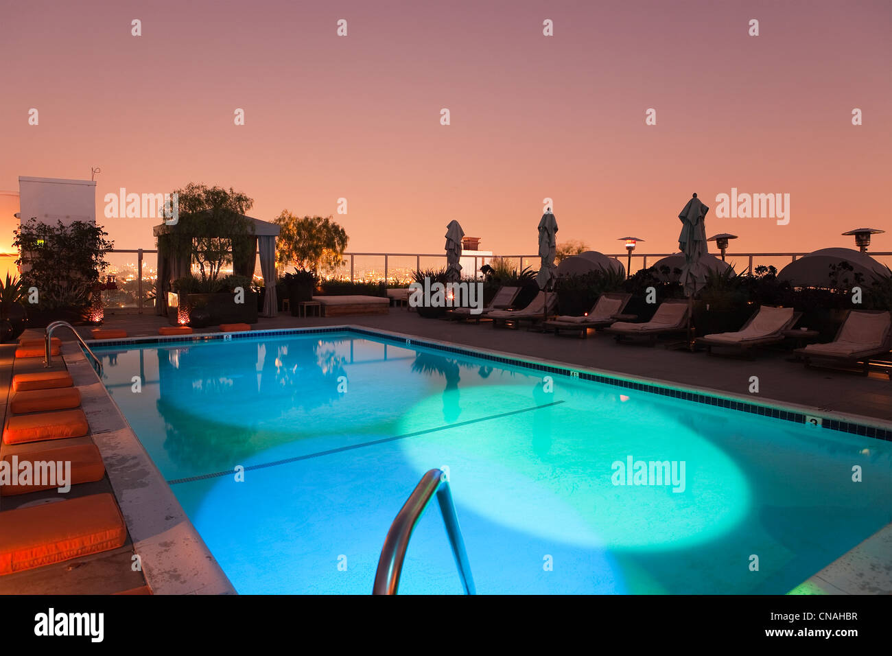 United States, California, Los Angeles, West Hollywood, Andaz Hotel located on Sunset Boulevard, the swimming pool Stock Photo