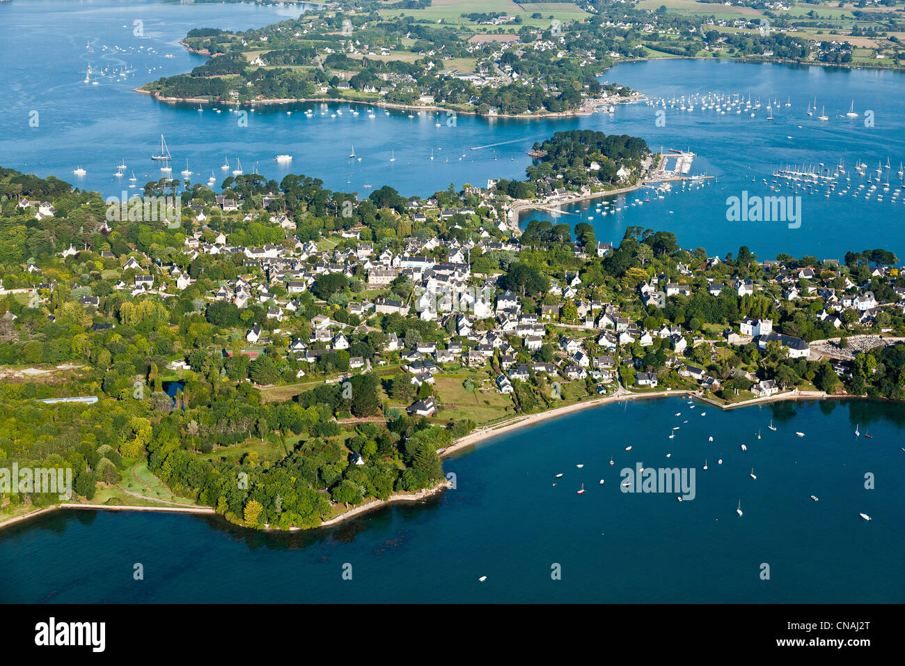 France, Morbihan, Golfe du Morbihan, Ile aux Moines (aerial view) Stock Photo
