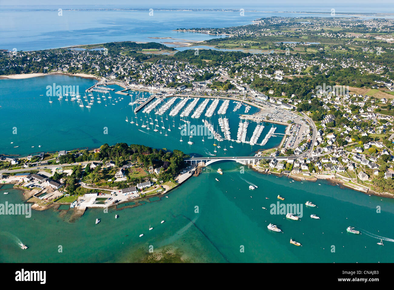 France, Morbihan, La Trinite sur Mer, marina (aerial view) Stock Photo