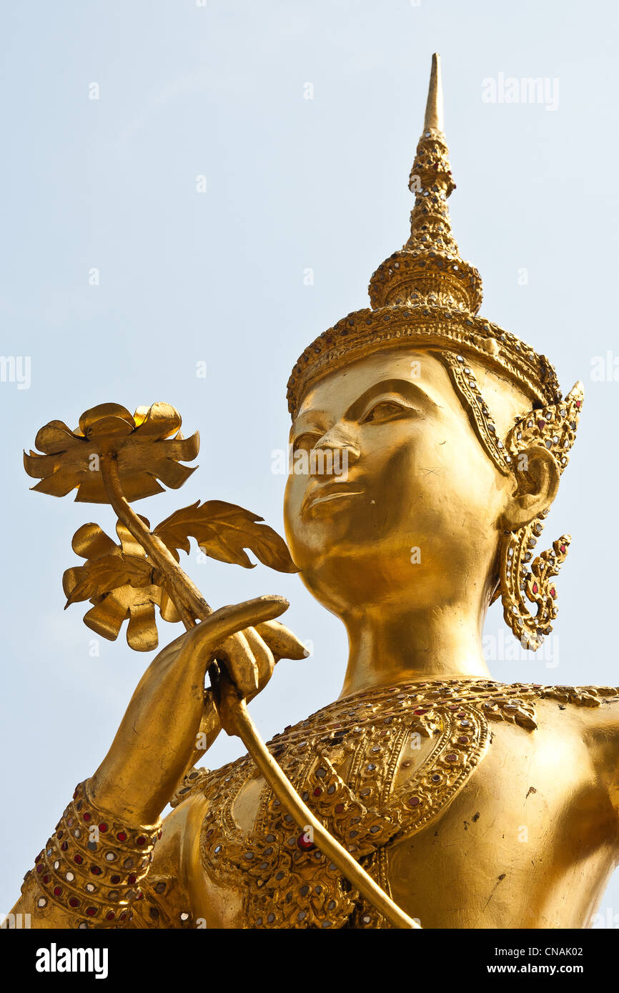 Thailand, Bangkok, Wat Phra Kaeo, statue Kinnari half-woman half-bird Stock Photo