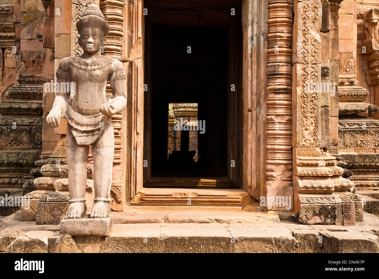 Thailand, Buriram province, Nang Rong, Prasat Phnom Rung, Khmer temple statue of the 11th century Stock Photo
