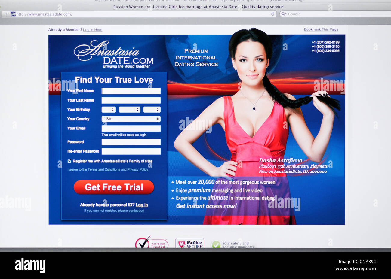 Russian and Ukrainian online dating website Stock Photo