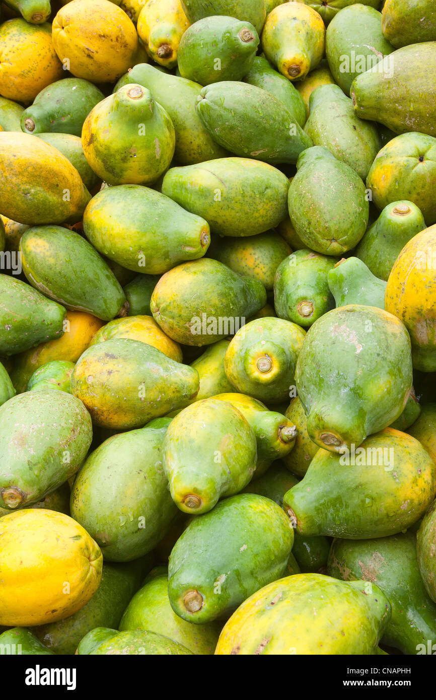 United States, Hawaii, Big island, Hilo, flower market, papayas for