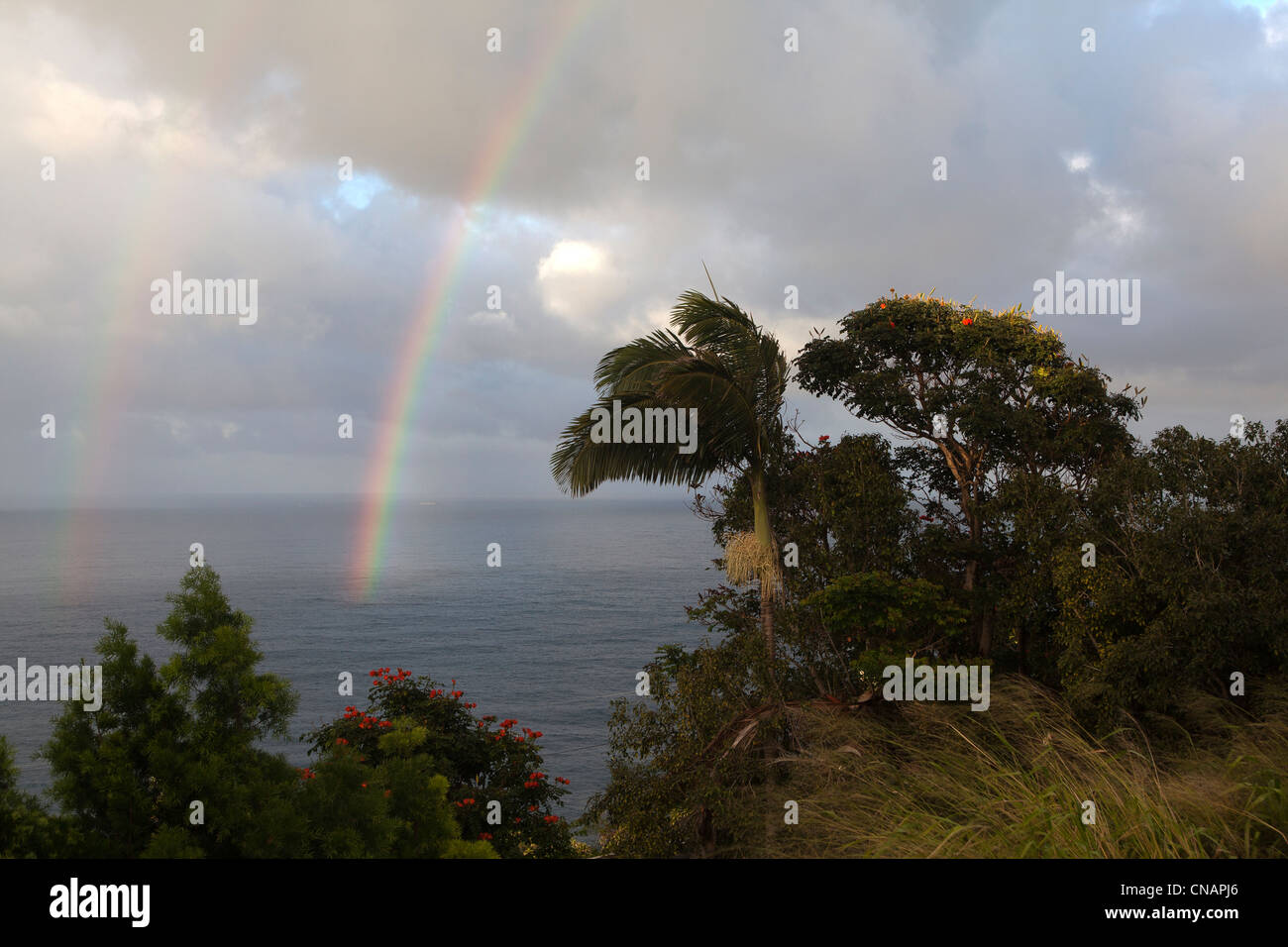 United States, Hawaii, Big island, Hamakua coast is, rainbow sky Stock Photo