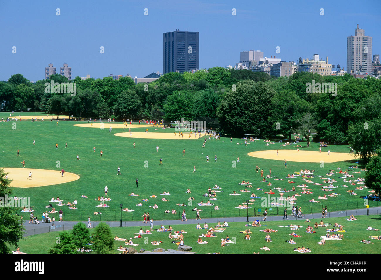 United States, New York City, Manhattan, Central Park, baseball playgrounds and NewYorkers ...
