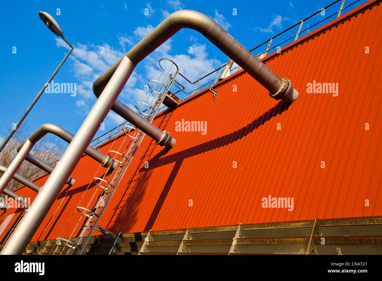 Abstract image of cooling water plumbing at a particle physics research laboratory Stock Photo