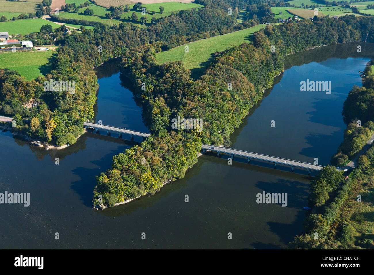 France, Manche, Les Biards, Biards Bridge (aerial view Stock Photo - Alamy