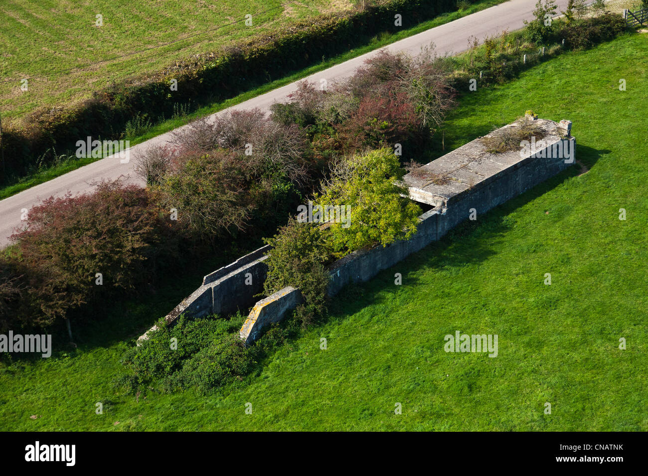 France, Manche, Tonneville, V1 launching ramp (aerial view) Stock Photo