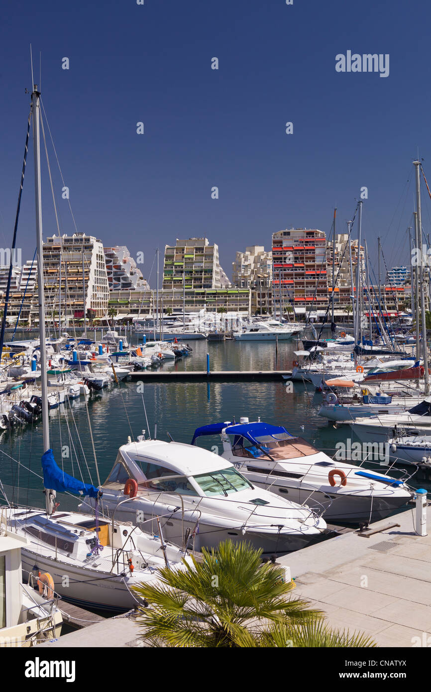 France, Herault, La Grande Motte and the marina Stock Photo