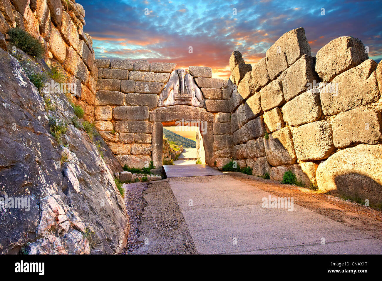 Mycenae Lion Gate Citadel Walls Built In 1350 B C And Its Cyclopean 