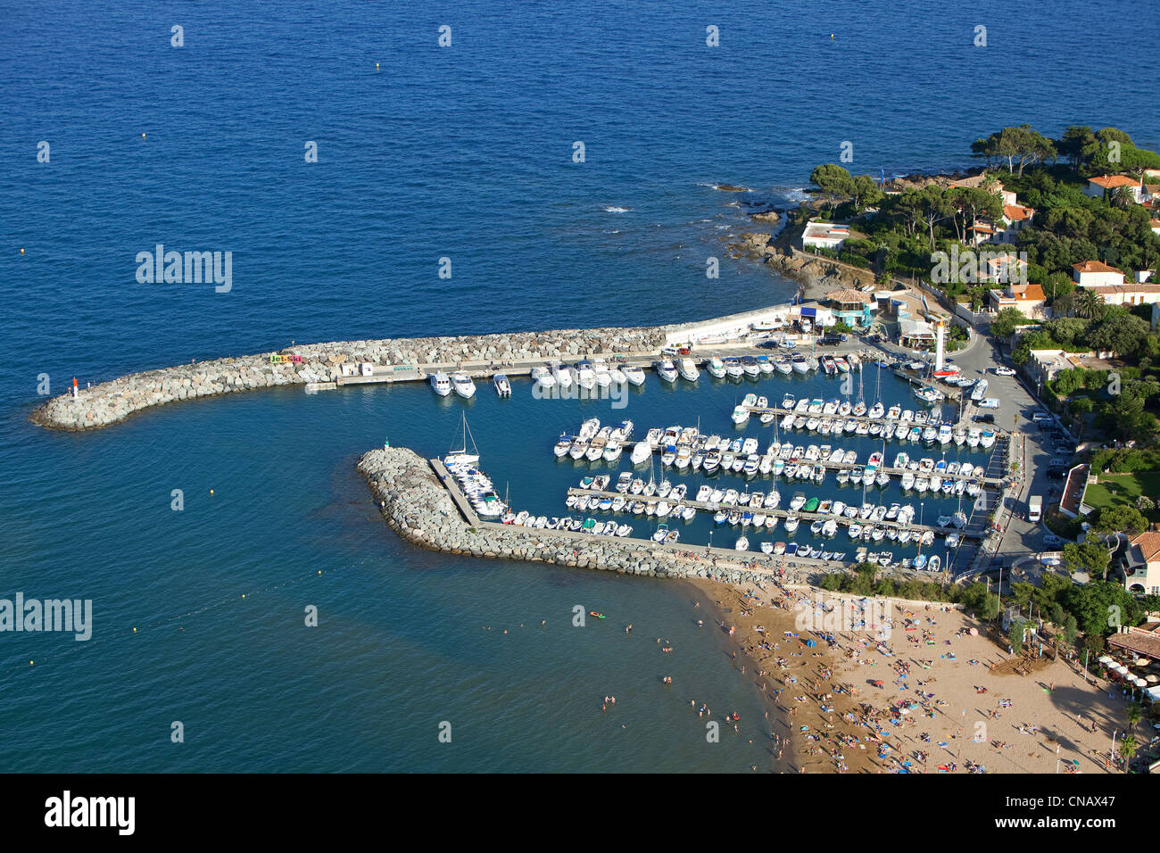 France, Var, Frejus, Saint Aygulf, Port Saint Aygulf, beach Galiote (aerial  view Stock Photo - Alamy
