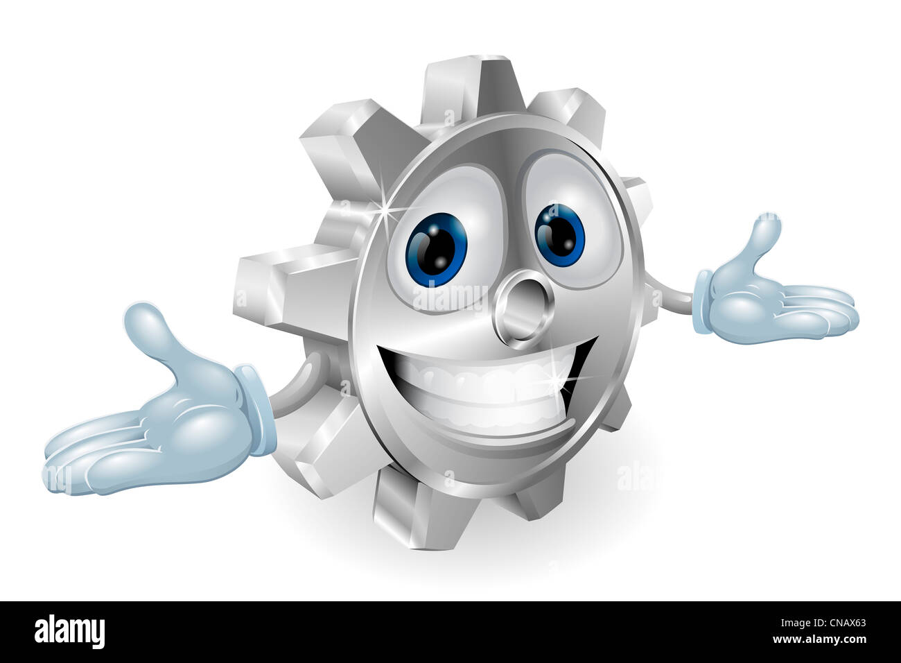 Illustration of a cute cartoon cog gear character Stock Photo - Alamy