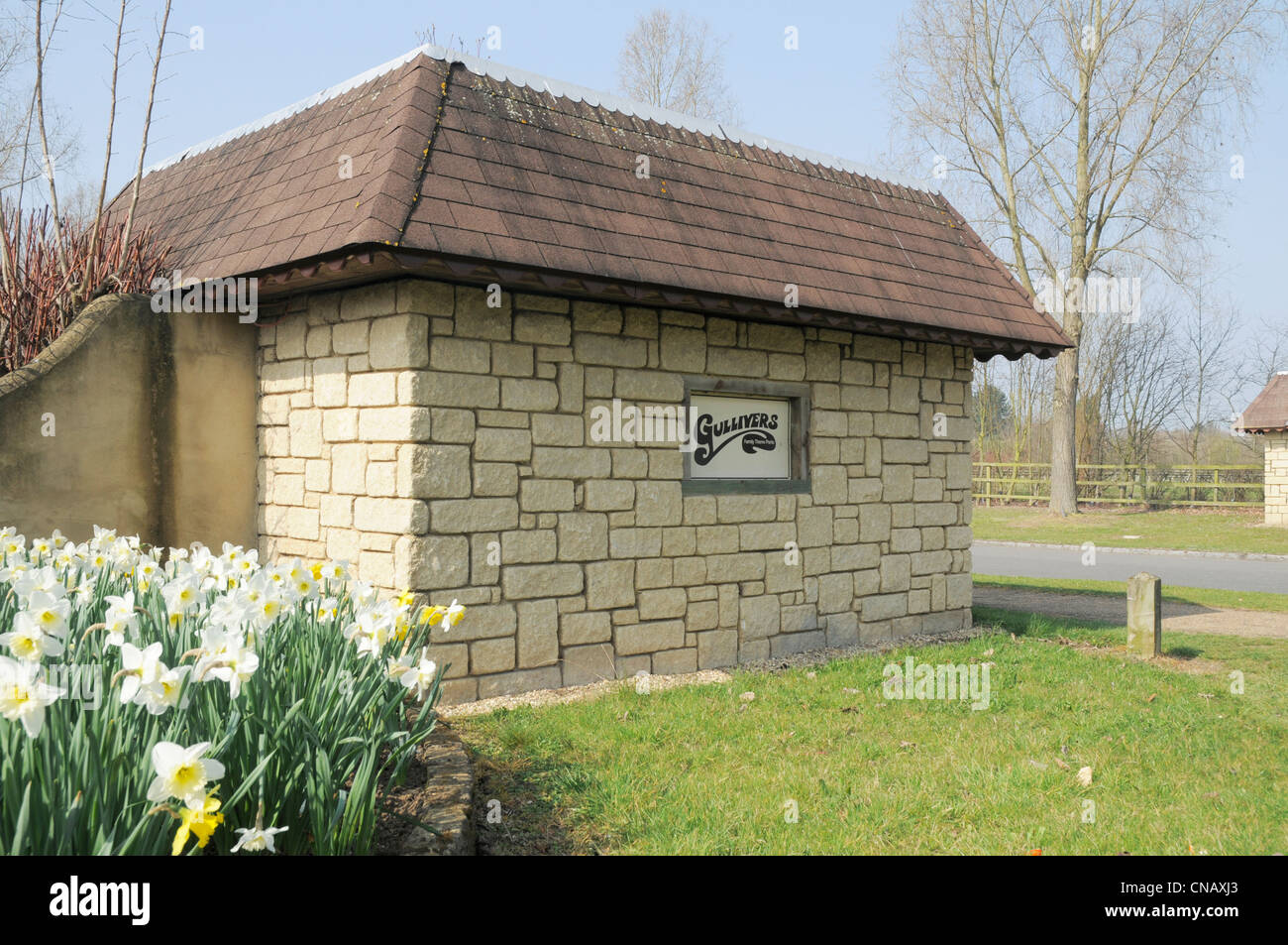 Gullivers Theme Park Entrance in Milton Keynes, Buckinghamshire, UK Stock Photo