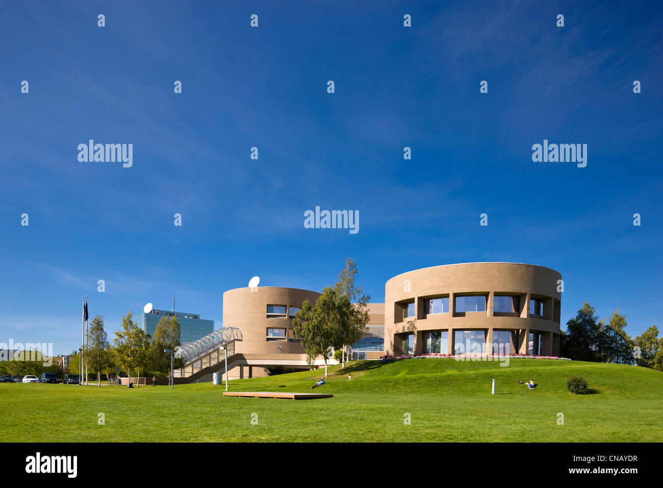 Loussac library in Midtown Anchorage, Southcentral Alaska, Anchorage, Summer Stock Photo