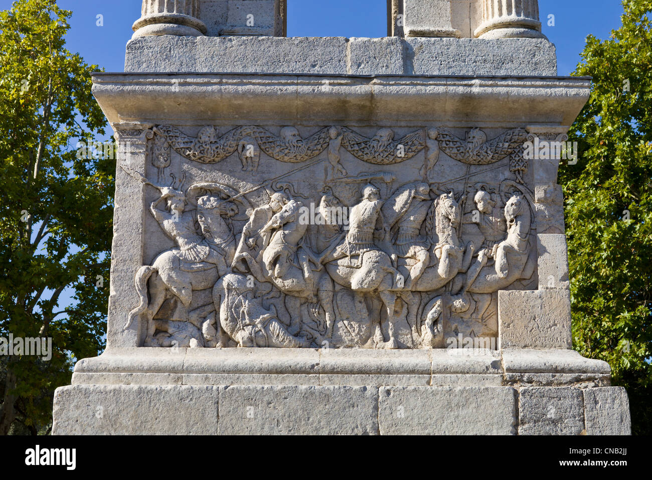 France, Bouches du Rhone, Alpilles, Saint Remy de Provence, Gallo Roman Antiquity site of Glanum, Mausolee des Jules (Julius Stock Photo
