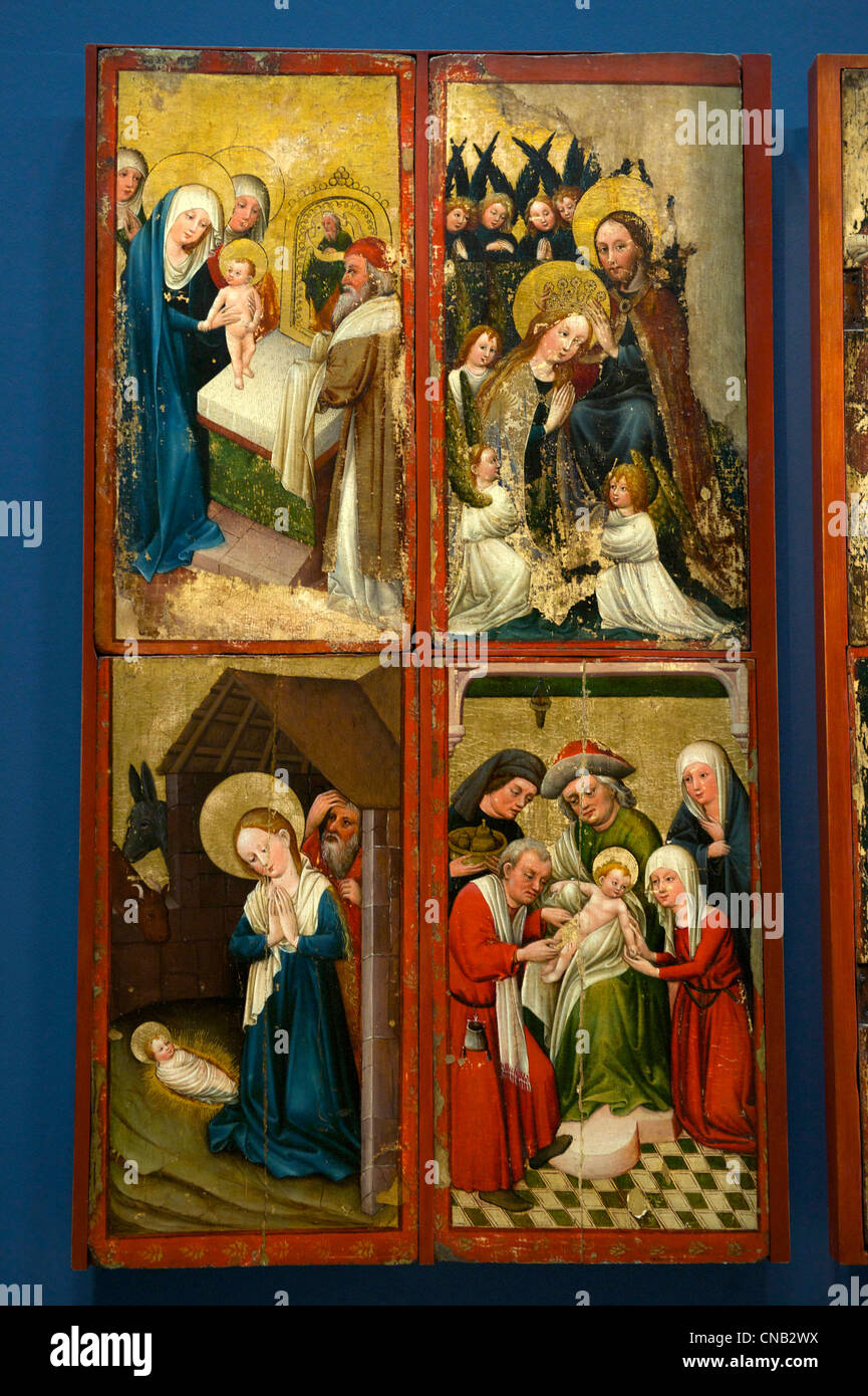 Germany, Black Forest, Schwarzwald, Baden-Wuerttemberg, Freiburg, Augustinermuseum, Staufen altarpiece, Upper Rhine, 1420-1430 Stock Photo