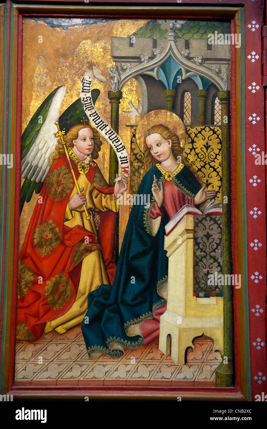 Germany, Black Forest, Schwarzwald, Baden-Wuerttemberg, Freiburg, Augustinermuseum, altarpiece qith scenes from the life of the Stock Photo