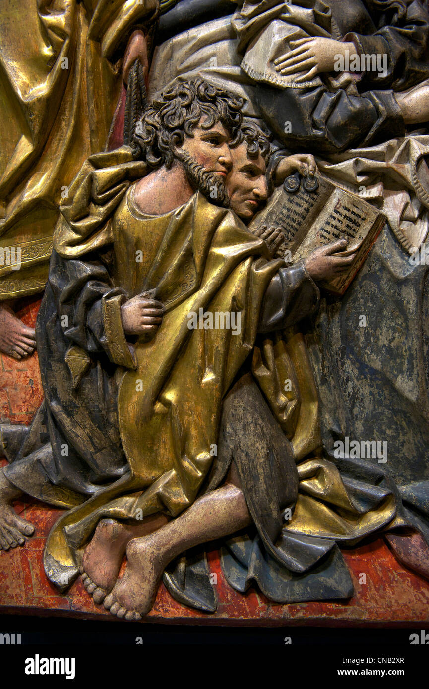 Germany, Black Forest, Schwarzwald, Baden-Wuerttemberg, Freiburg, Augustinermuseum, relief of the Death of the Virgin, near 1500 Stock Photo