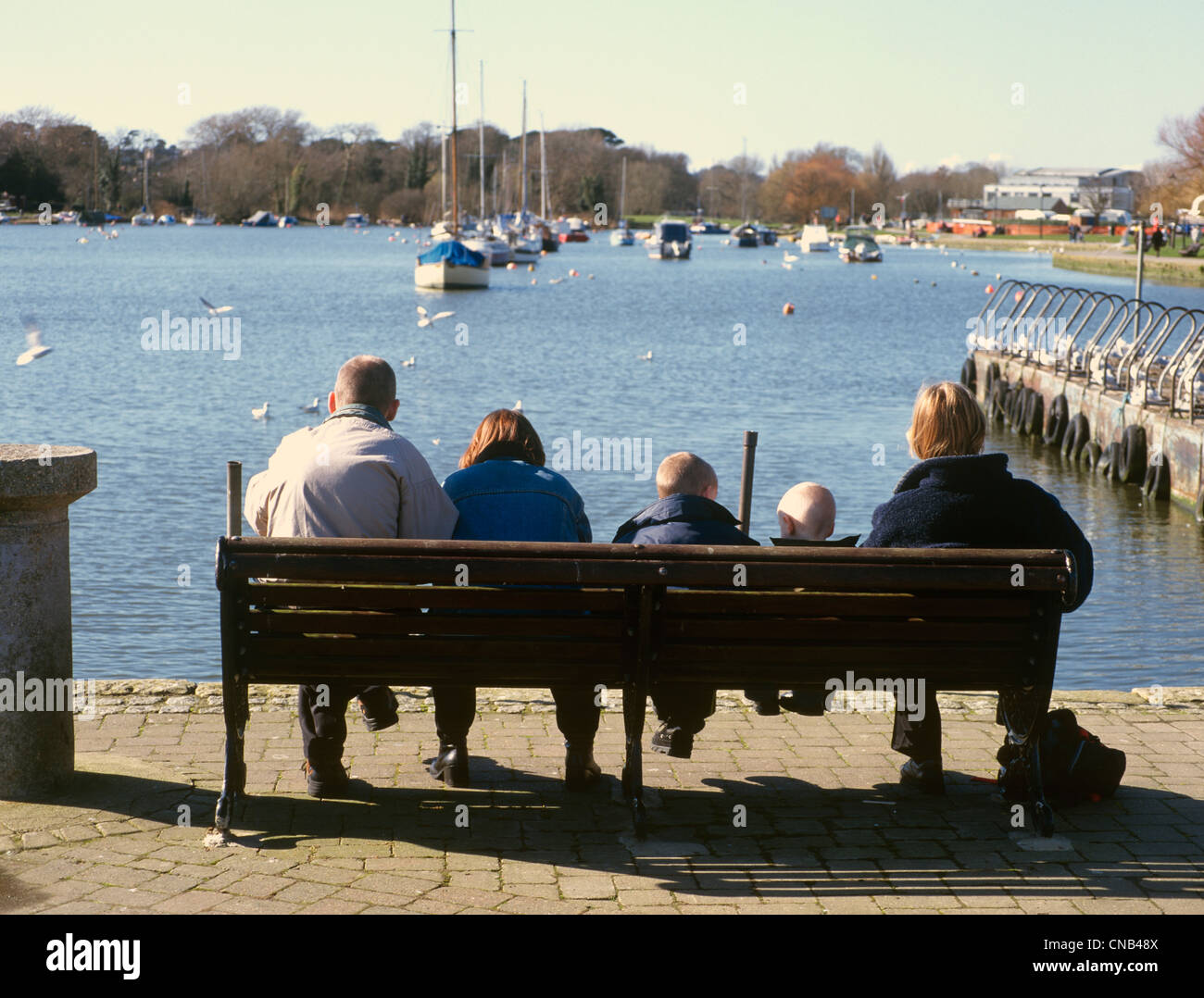 Christchurch Dorset Quayside Family picnicking Stock Photo