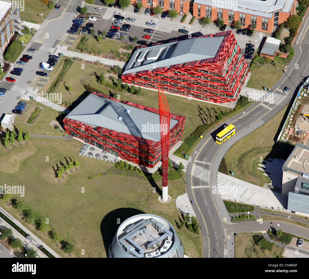 aerial view of various buildings on the Jubilee Campus, Nottingham