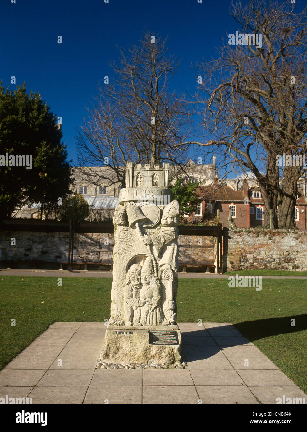 Christchurch Dorset Priory Gardens Sculpture Stock Photo