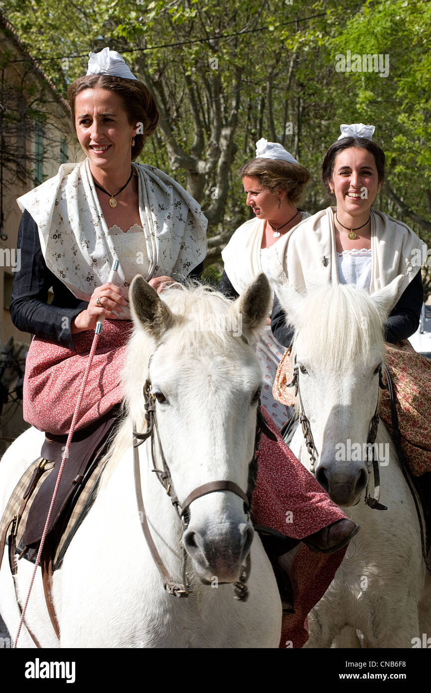 France, Gard, Aigues Vives, Traditional provencal costum Stock Photo