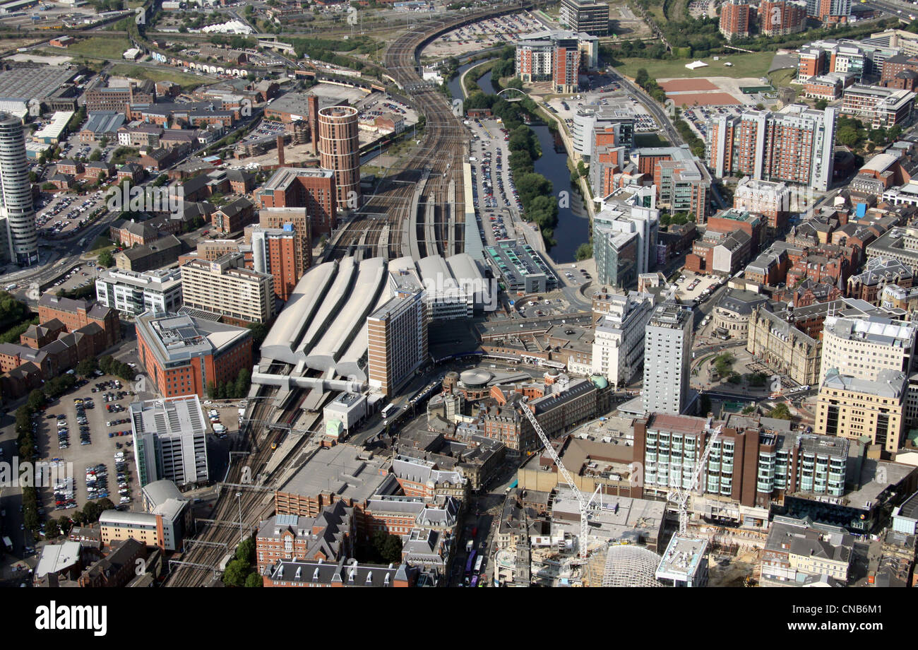 aerial view of Boar Lane, City Station, Whitehall Road and Wellington