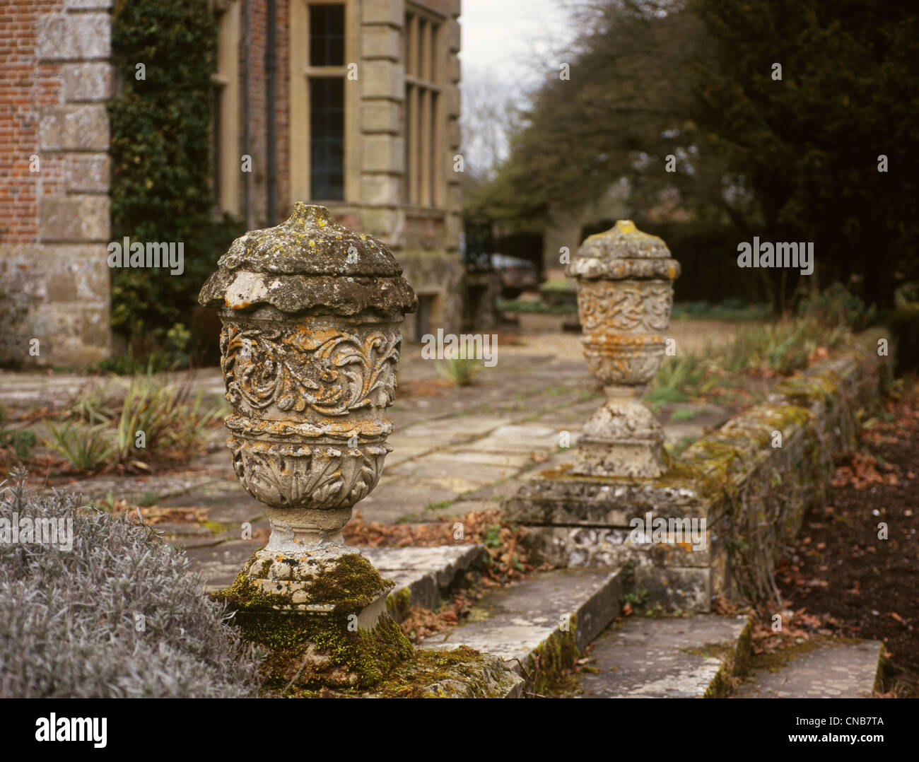 Middle Woodford Wiltshire Heale House and Garden Decorative urns Stock Photo