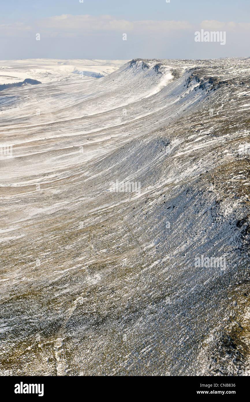 Aerial View showing snow in the Southern Pennines Stock Photo