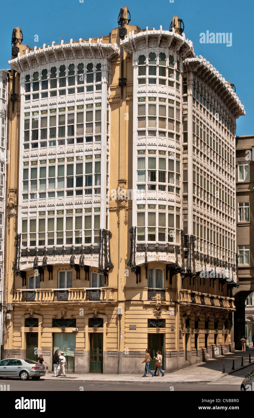 Spain, Galicia, La Coruna, Art Nouveau, Casa Rey in 1911, architect