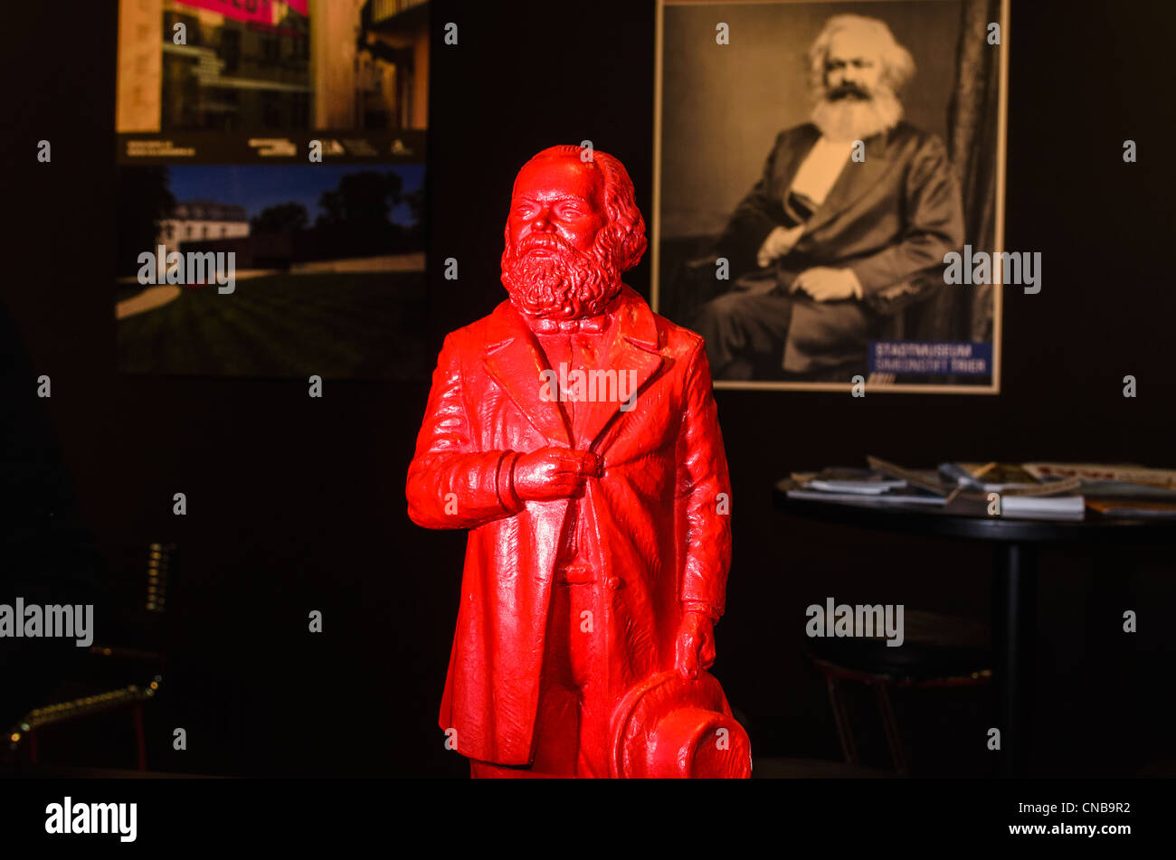 ITB 2012, Internationale Tourismus Boerse, International Tourism Fair Karl Marx statue at City of Trier, Germany Stock Photo