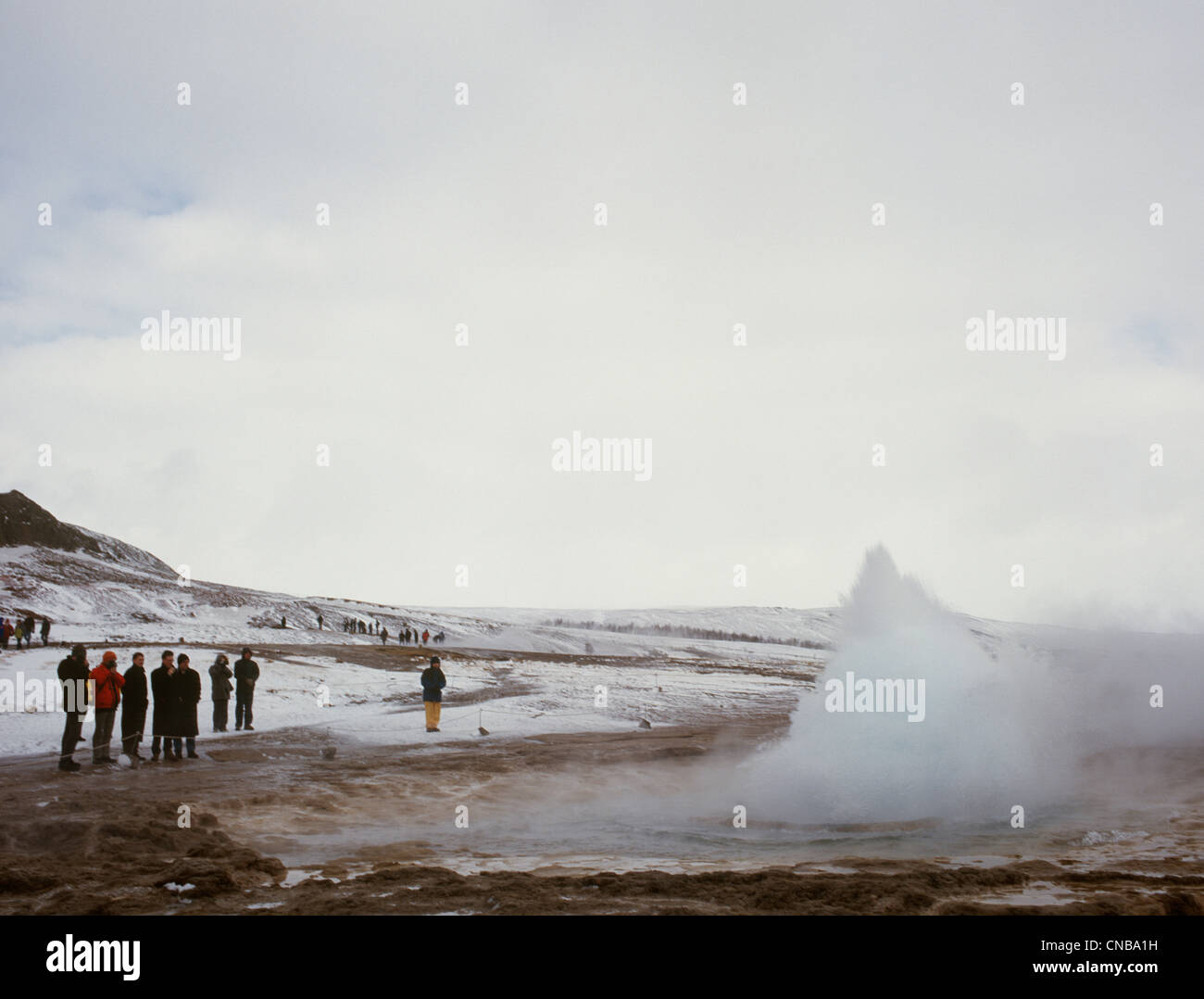 Iceland Geysir The geyser Strokkur spouting Stock Photo