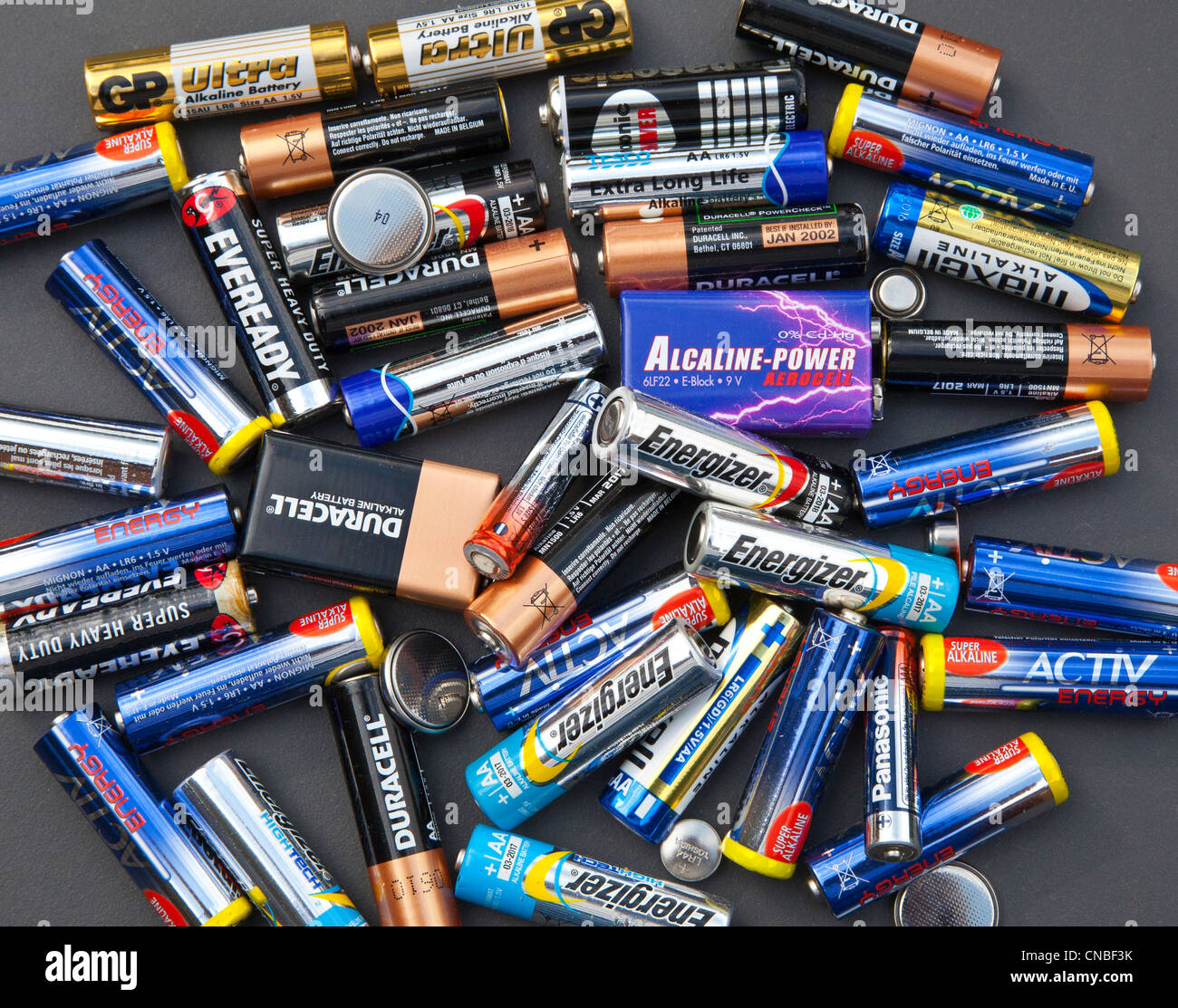 Dead batteries Stock Photo