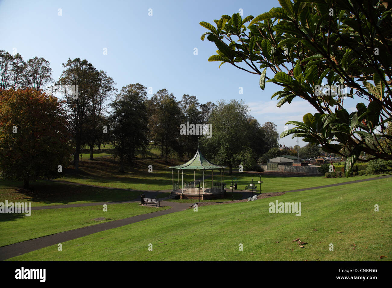 Jubilee Park bandstand in Whitchurch,a market town in Shropshire Stock