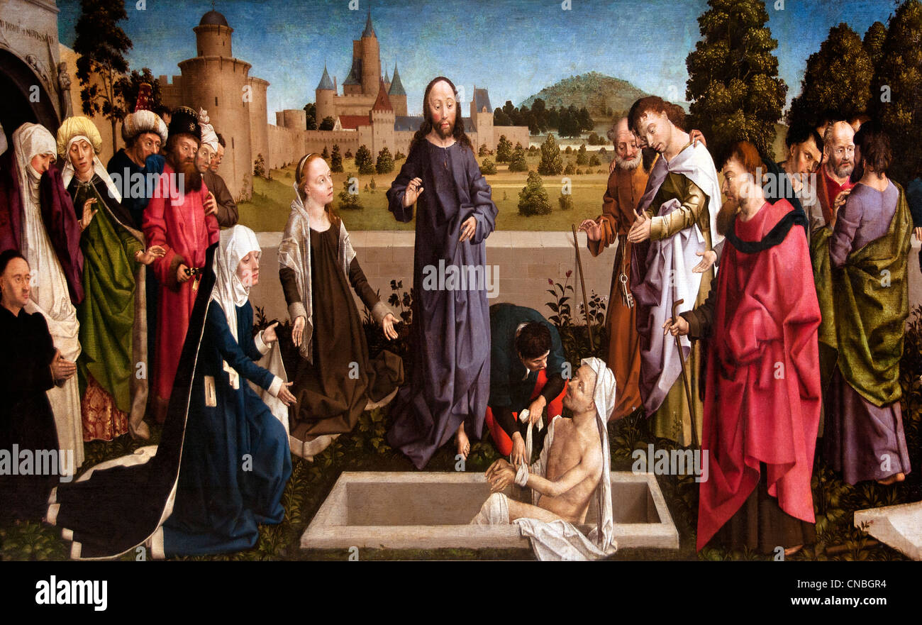 Colin D'AMIENS La Résurrection de Lazare - The Resurrection of Lazarus 1450 - 1460 France French Stock Photo