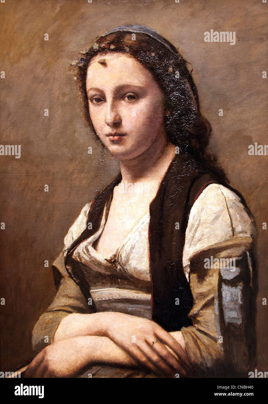 Camille corot the woman with a pearl hi-res stock photography and