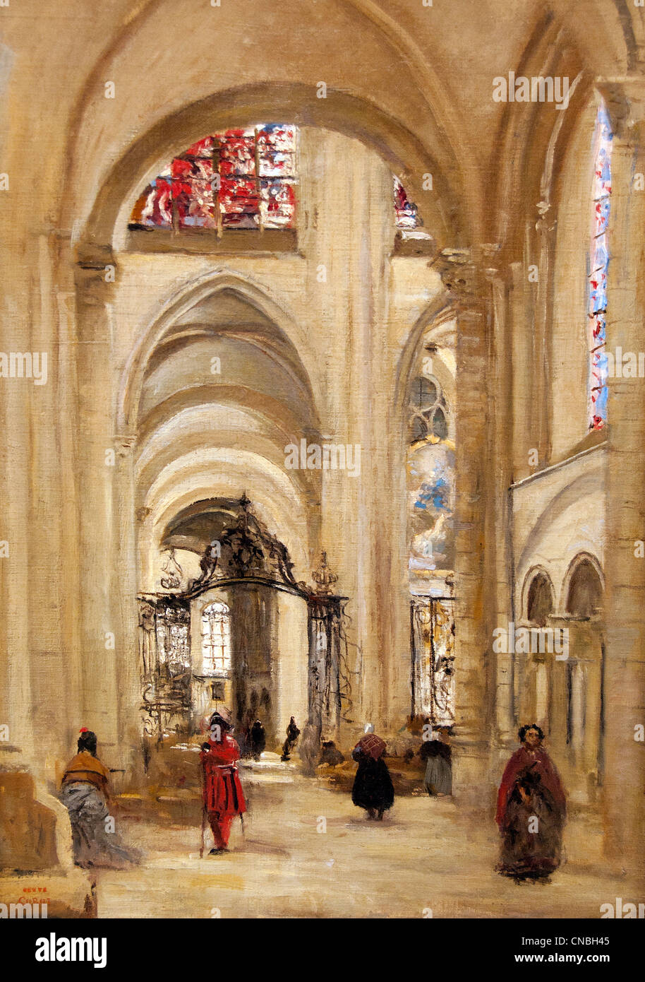 Cathedrale de Sens - Cathedral of Sens 1874 by Jean-Baptiste Camille Corot 1831 1796-1875  Paris France French Stock Photo