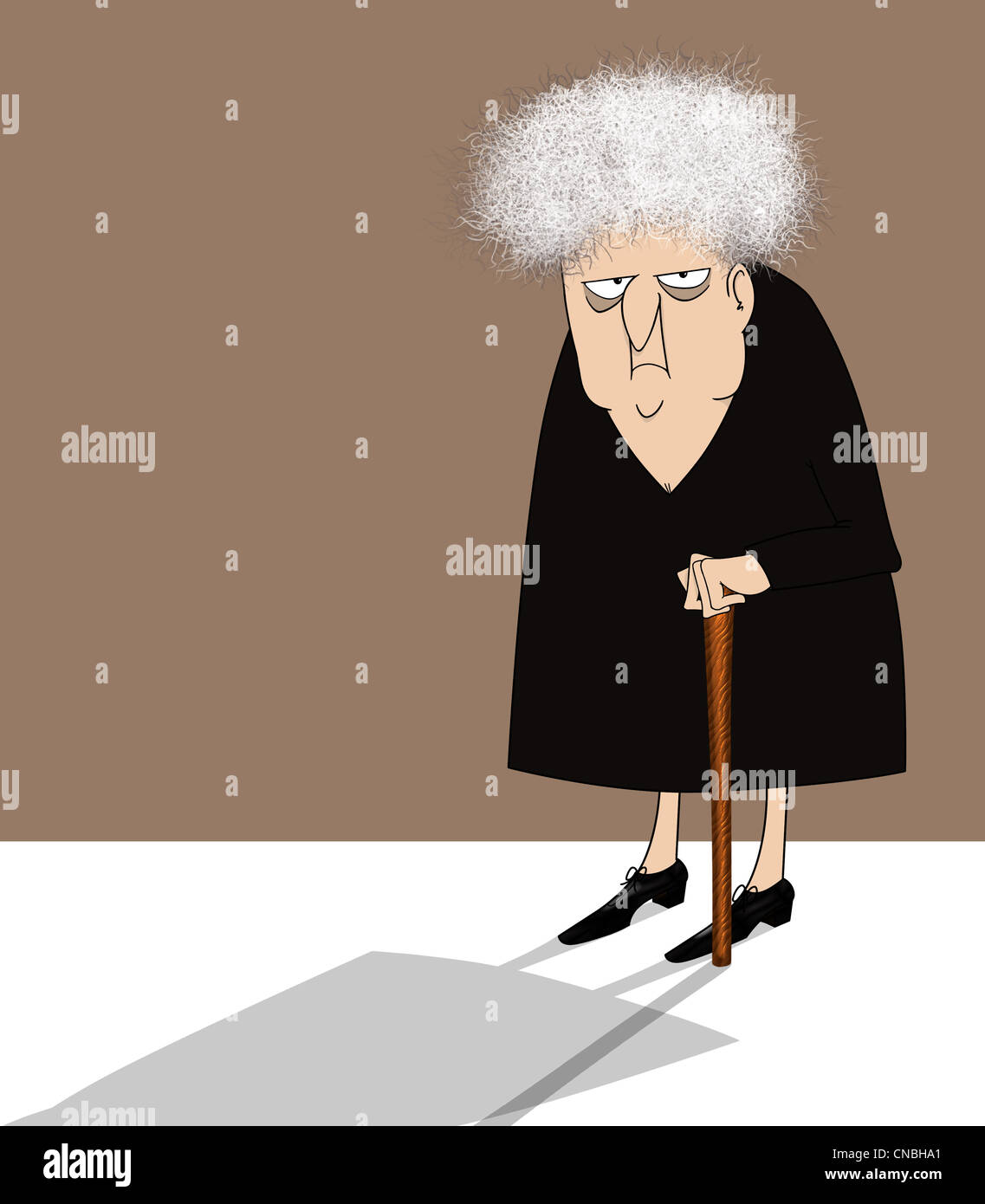Cranky Old Lady Cartoon Stock Photo