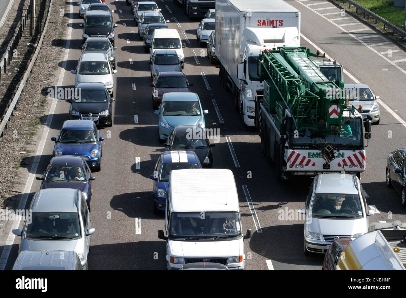 M25 Jammed at Enfield Middlesex Junction 25 Stock Photo