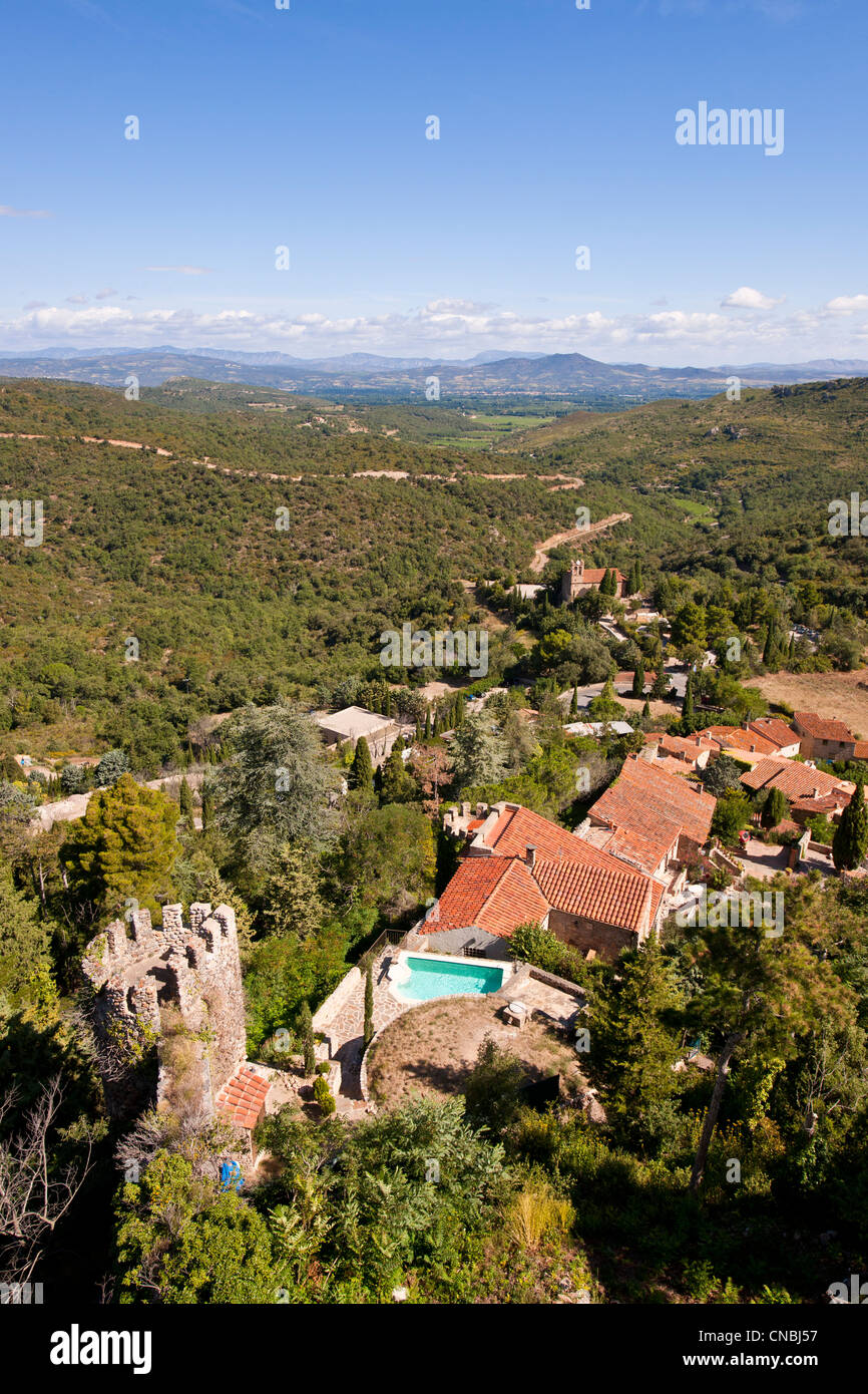 France, Pyrenees Orientales, Castelnou, labelled Les Plus Beaux Villages de France (The Most Beautiful Villages of France), the Stock Photo