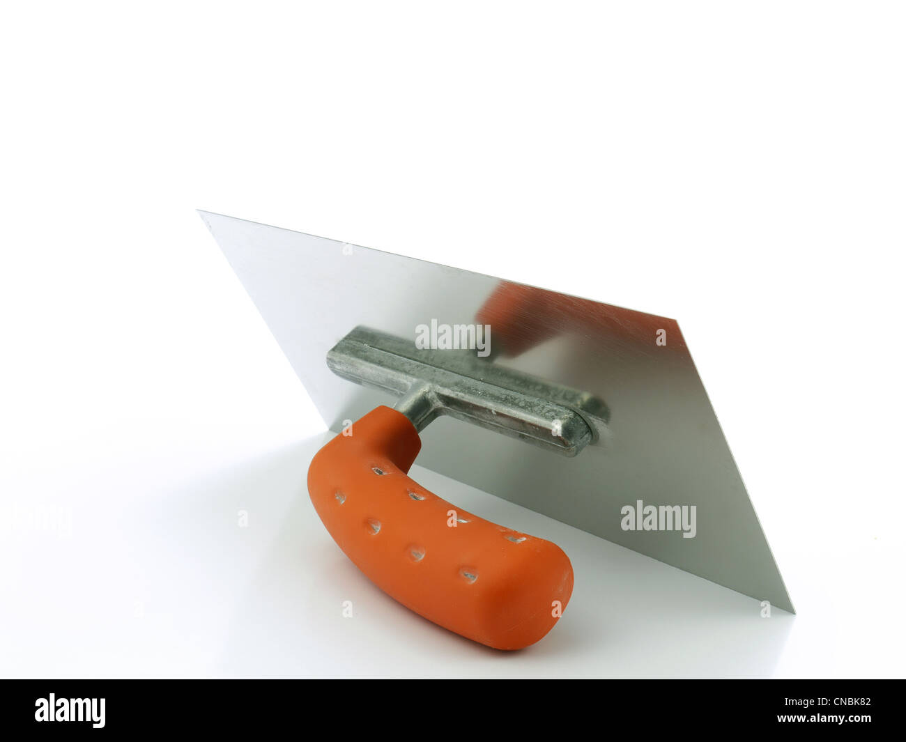 Stainless steel trowel on white background Stock Photo